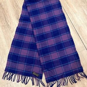 Amicale Purple and Blue Plaid Scarf 100% Merino Wool